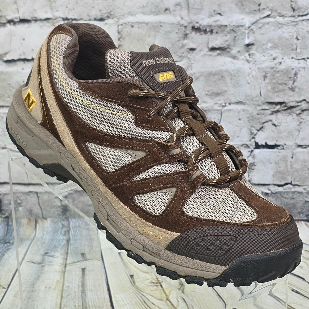 New Balance 606 Walking Shoes Mens 8.5 Brown Suede Mesh Hiking Trail MW606BR